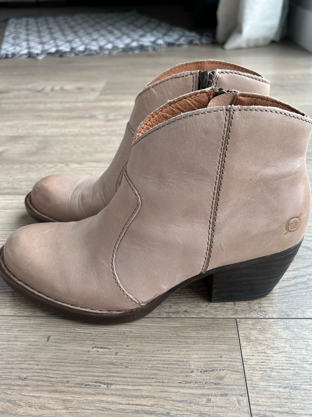 Born Western Style Ankle Booties in Light Beige - Picture 4 of 10
